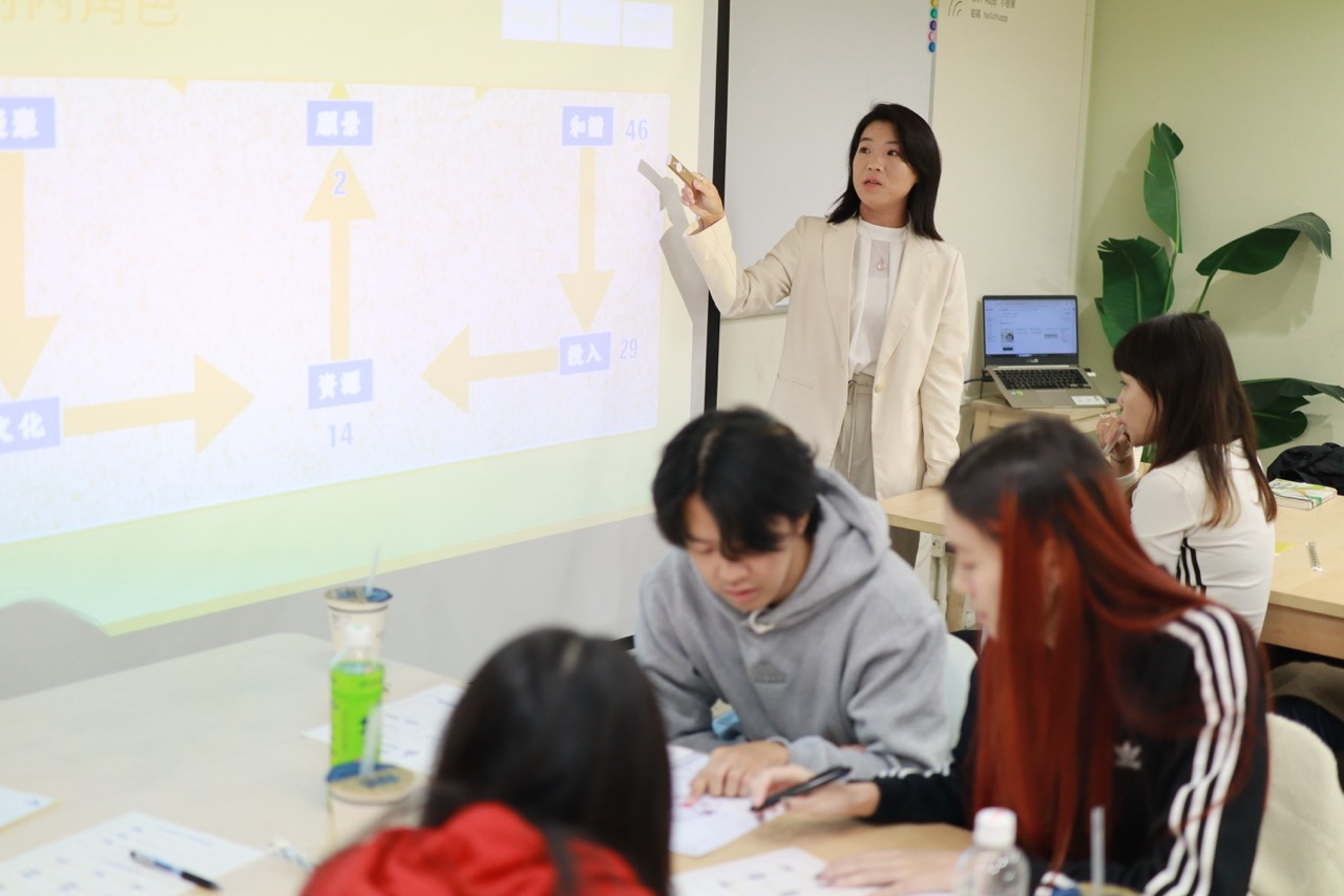 企業人類圖內訓工作坊現場，團隊成員一起看圖討論